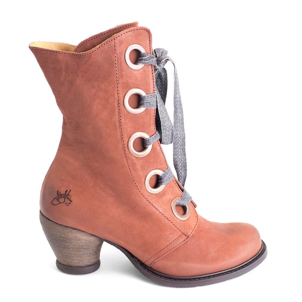 John Fluevog Brown East End Gladstone Mid-Calf Lace Up Boot 8.5